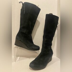 UGG Australia Dawna Black Waterproof Suede Knee-High Wedge Boots